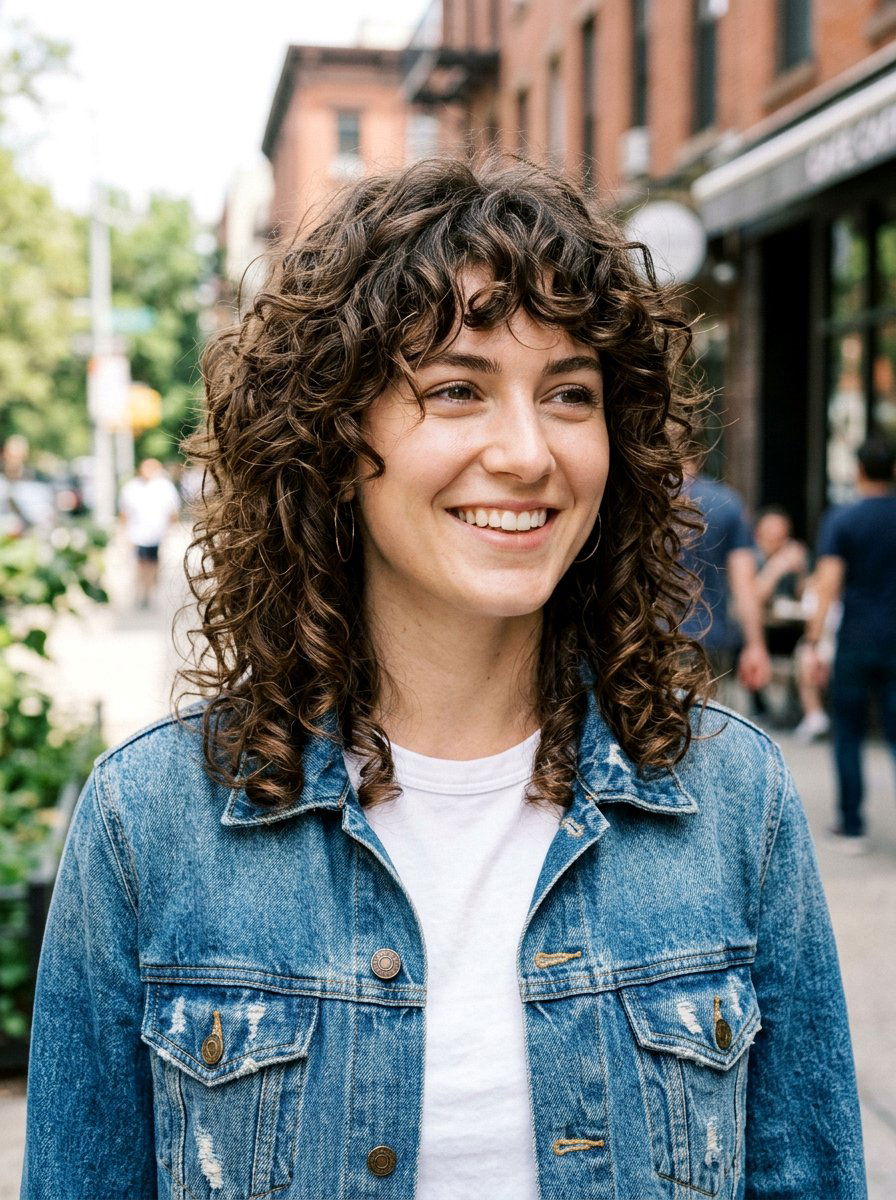 Layered Curly Shag Haircut - 20 haircut for tight curls women - 20 haircut for tight curls women