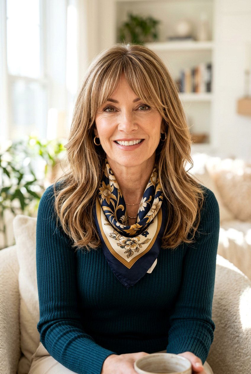 Layered Curtain Bangs - 20 curtain bangs for women over 50 - 20 curtain bangs for women over 50