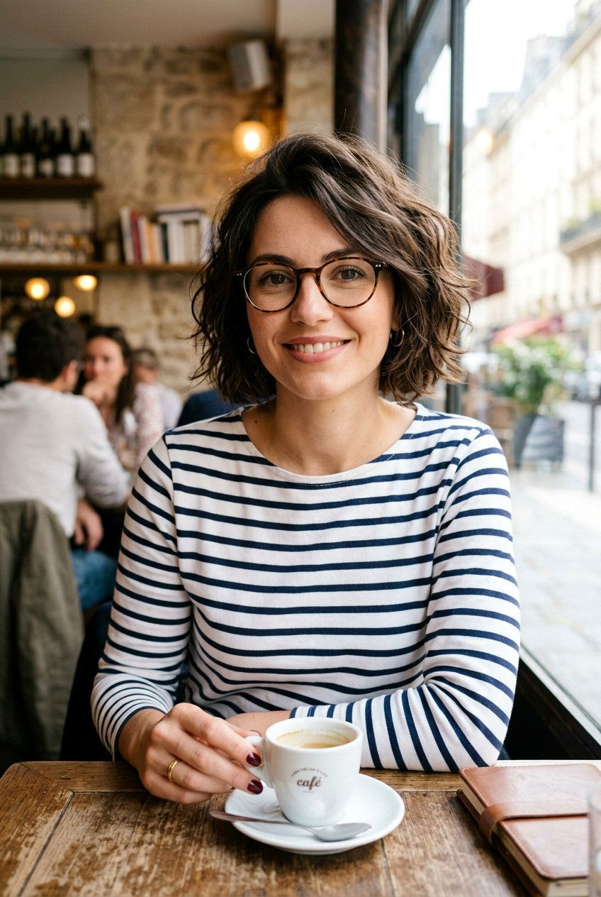 Layered French Bob With Glasses - 20 flattering short haircut for women with glasses - 20 flattering short haircut for women with glasses