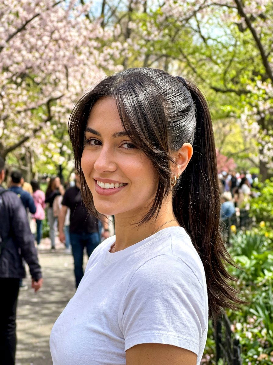 Layered Front Glossy Straight Ponytail - 20 glossy straight ponytail hairstyle - 20 glossy straight ponytail hairstyle