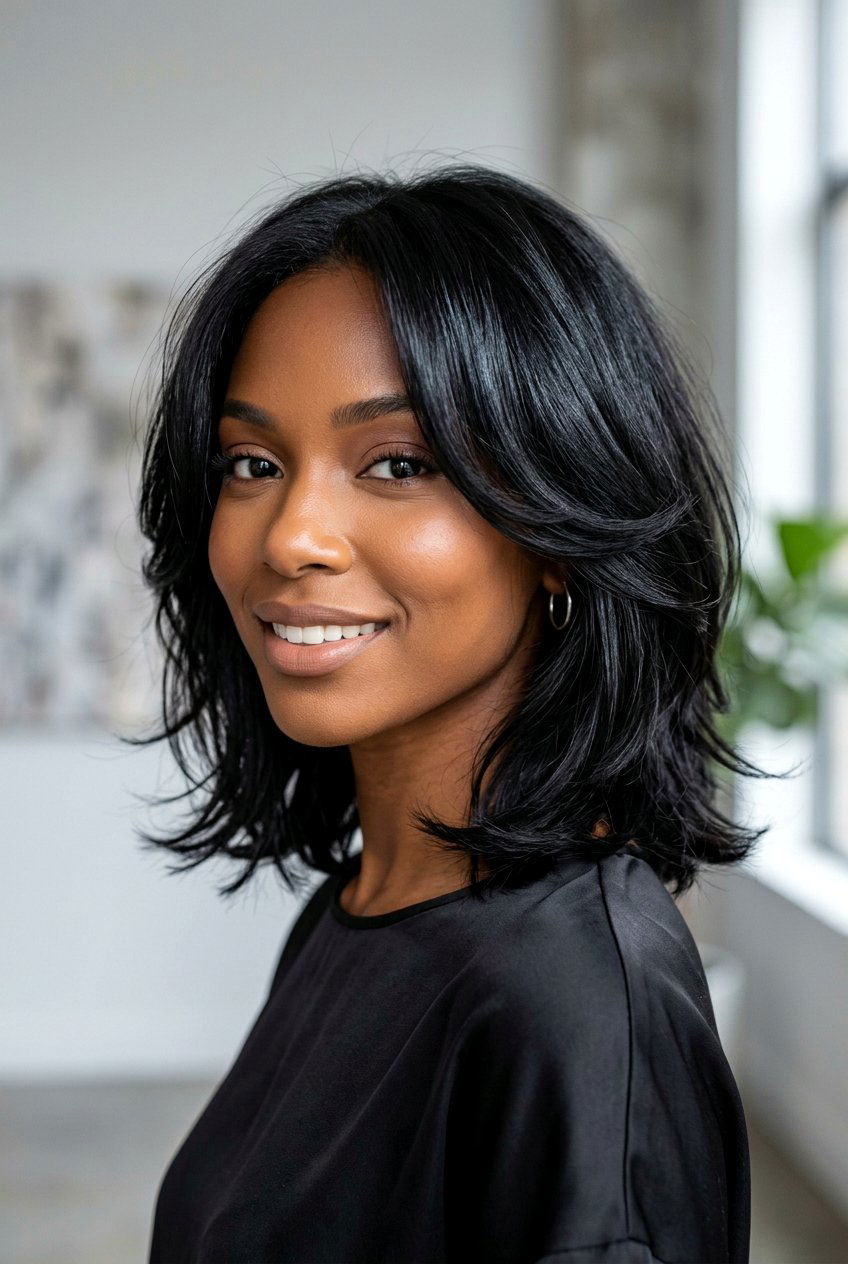 Layered Glossy Black Bob - 20 glossy black bob haircut - 20 glossy black bob haircut