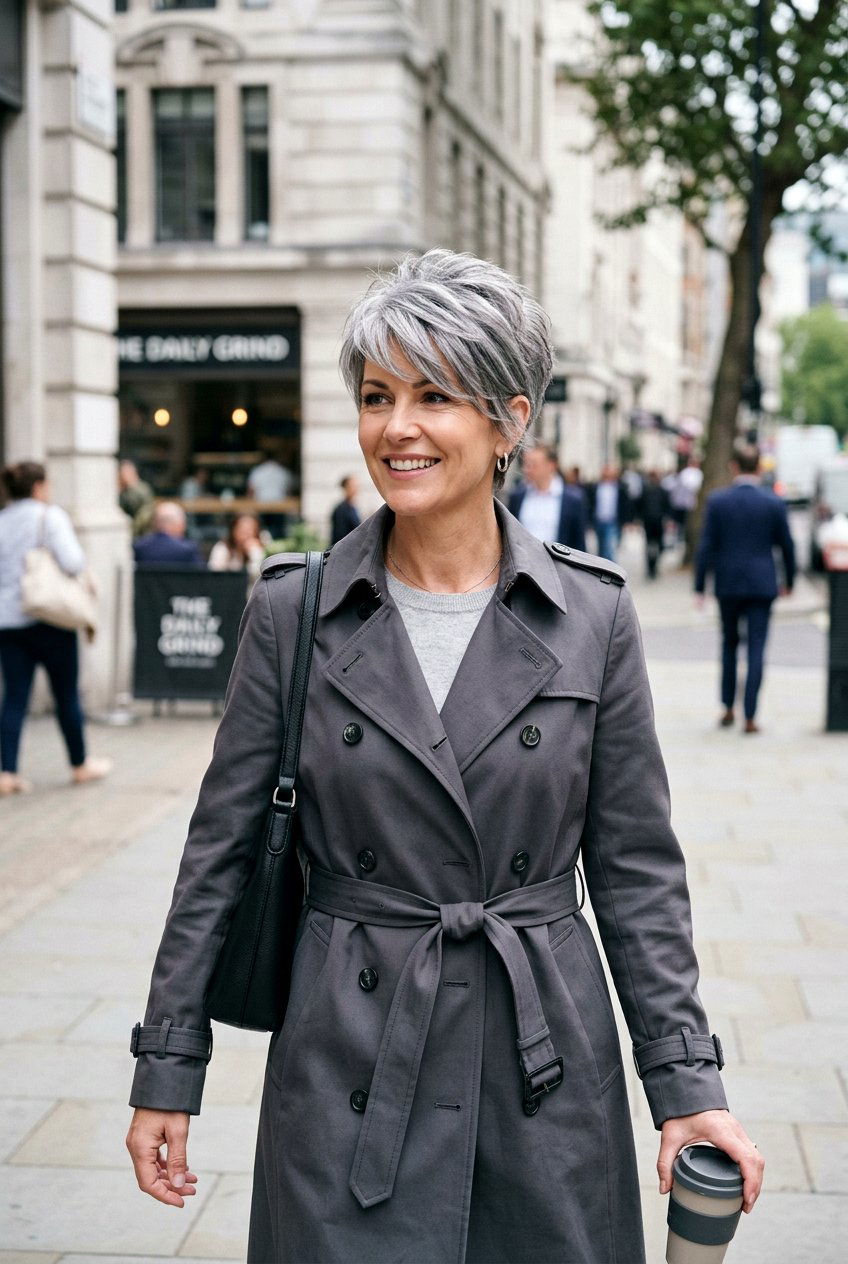 Layered Gray Blend Pixie - 20 classic pixie for mature women - 20 classic pixie for mature women