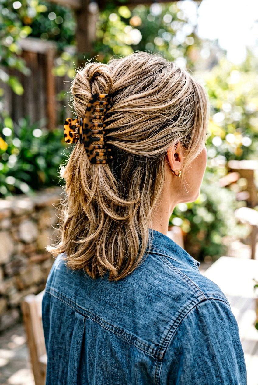 Layered Hair Beach Claw Clip - 20 beach claw clip hairstyle - 20 beach claw clip hairstyle