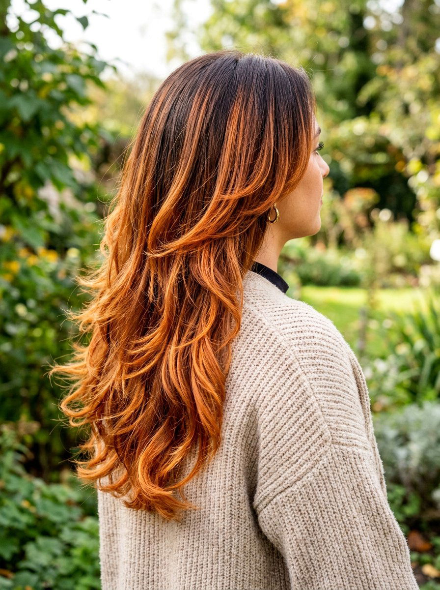 Layered Hair Ginger Balayage With Shadow Root - 20 ginger balayage with shadow root1 - 20 ginger balayage with shadow root_1