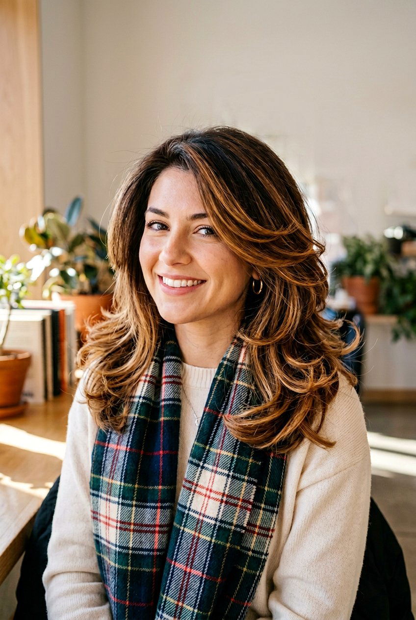 Layered Haircut With Chestnut Balayage - 20 autumn chestnut brunette balayage - 20 autumn chestnut brunette balayage