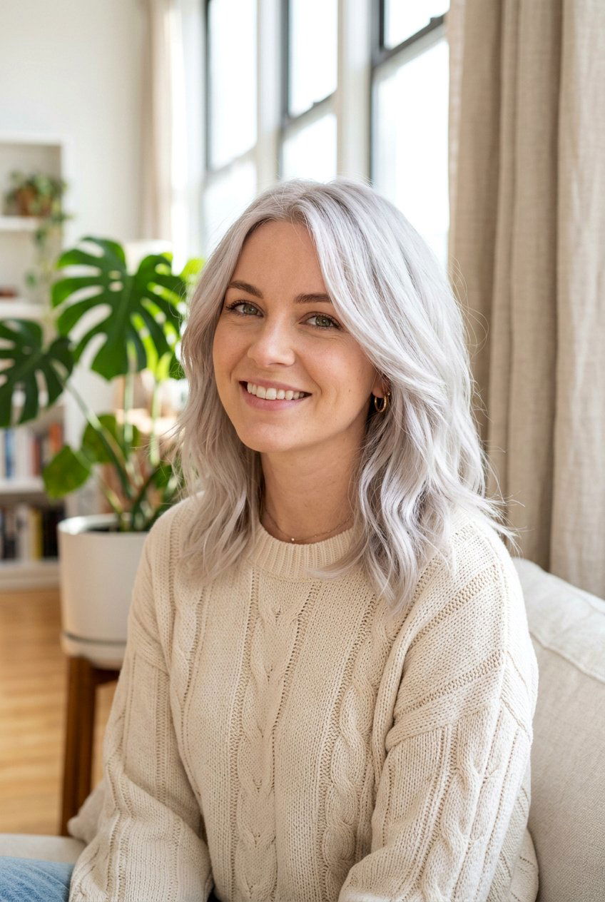 Layered Icy Platinum Lob - 20 icy platinum bob - 20 icy platinum bob