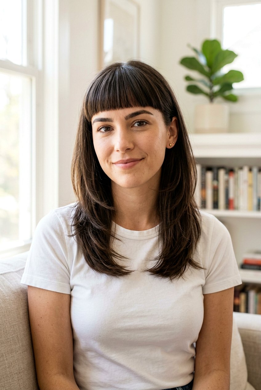 Layered Length With Blunt Bangs - 20 blunt bangs for straight hair - 20 blunt bangs for straight hair