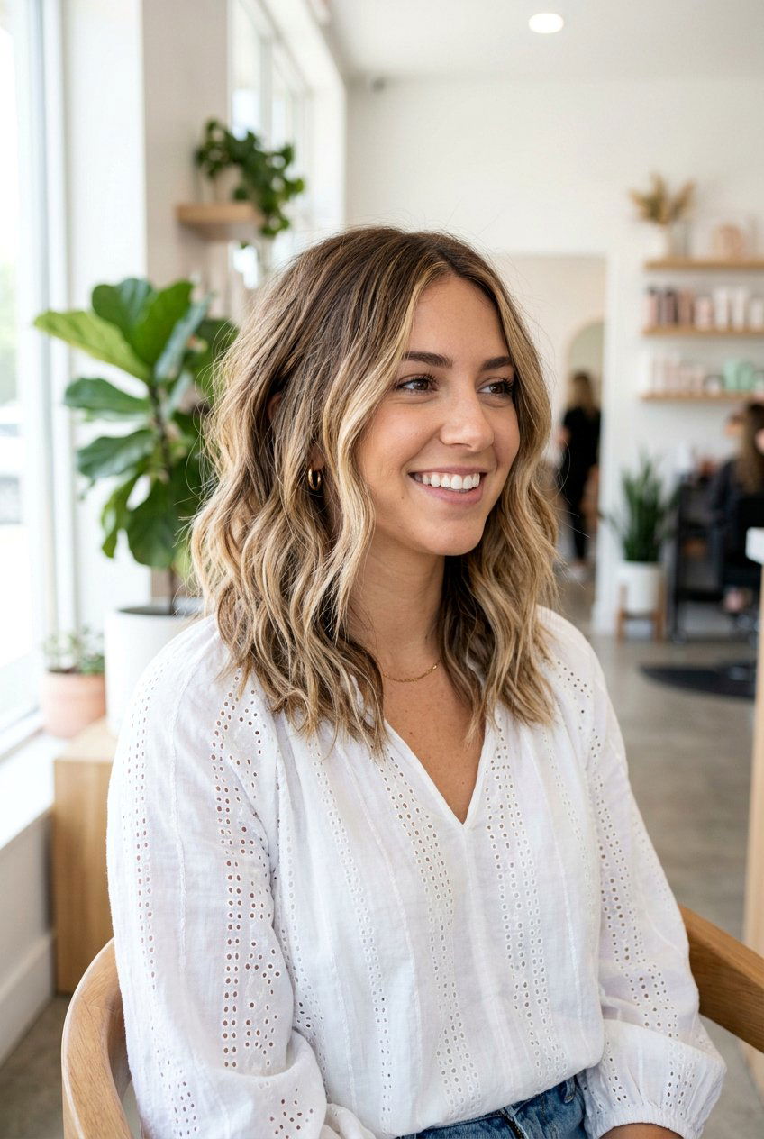 Layered Lob With Balayage - 20 mom lob haircut with layers - 20 mom lob haircut with layers