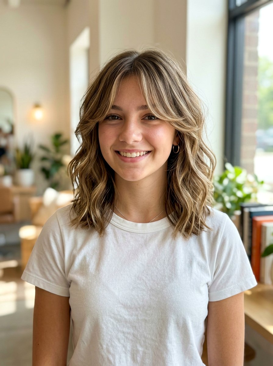 Layered Lob With Curtain Bangs - 20 teen girls layered lob haircut - 20 teen girls layered lob haircut