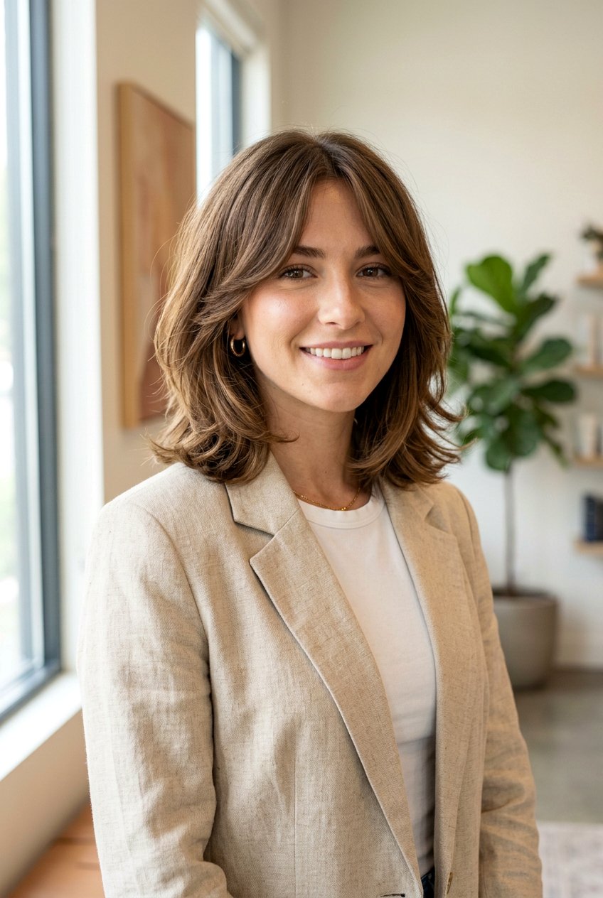 Layered Lob With Curtain Bangs - 20 curtain bangs with bob for mature women - 20 curtain bangs with bob for mature women