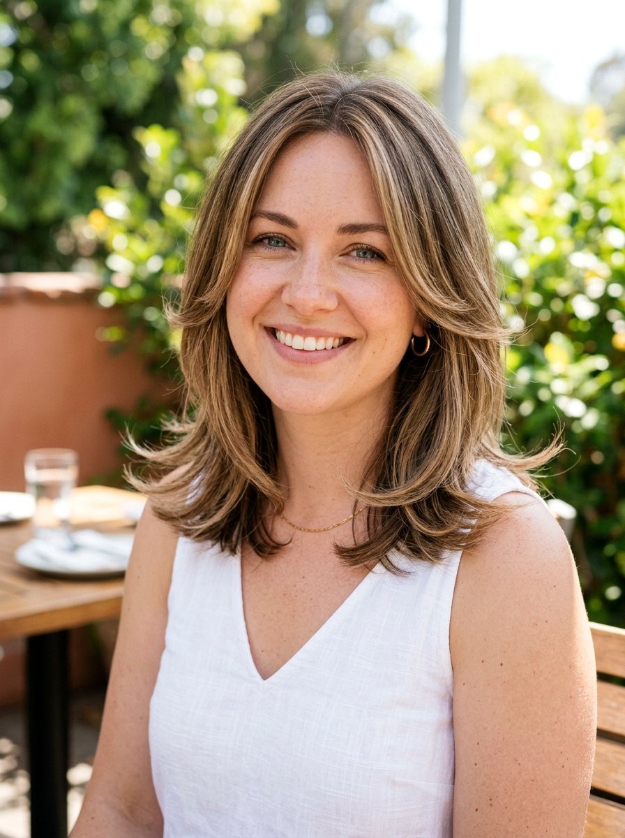 Layered Lob With Flipped Ends For Round Face - 20 layered lob with flipped ends - 20 layered lob with flipped ends