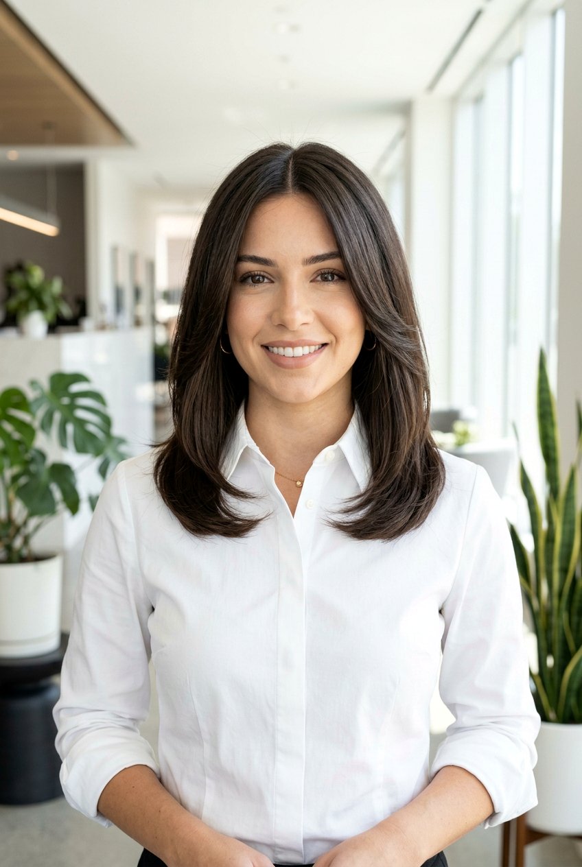 Layered Lob With Middle Part - 20 mom lob haircut with layers - 20 mom lob haircut with layers