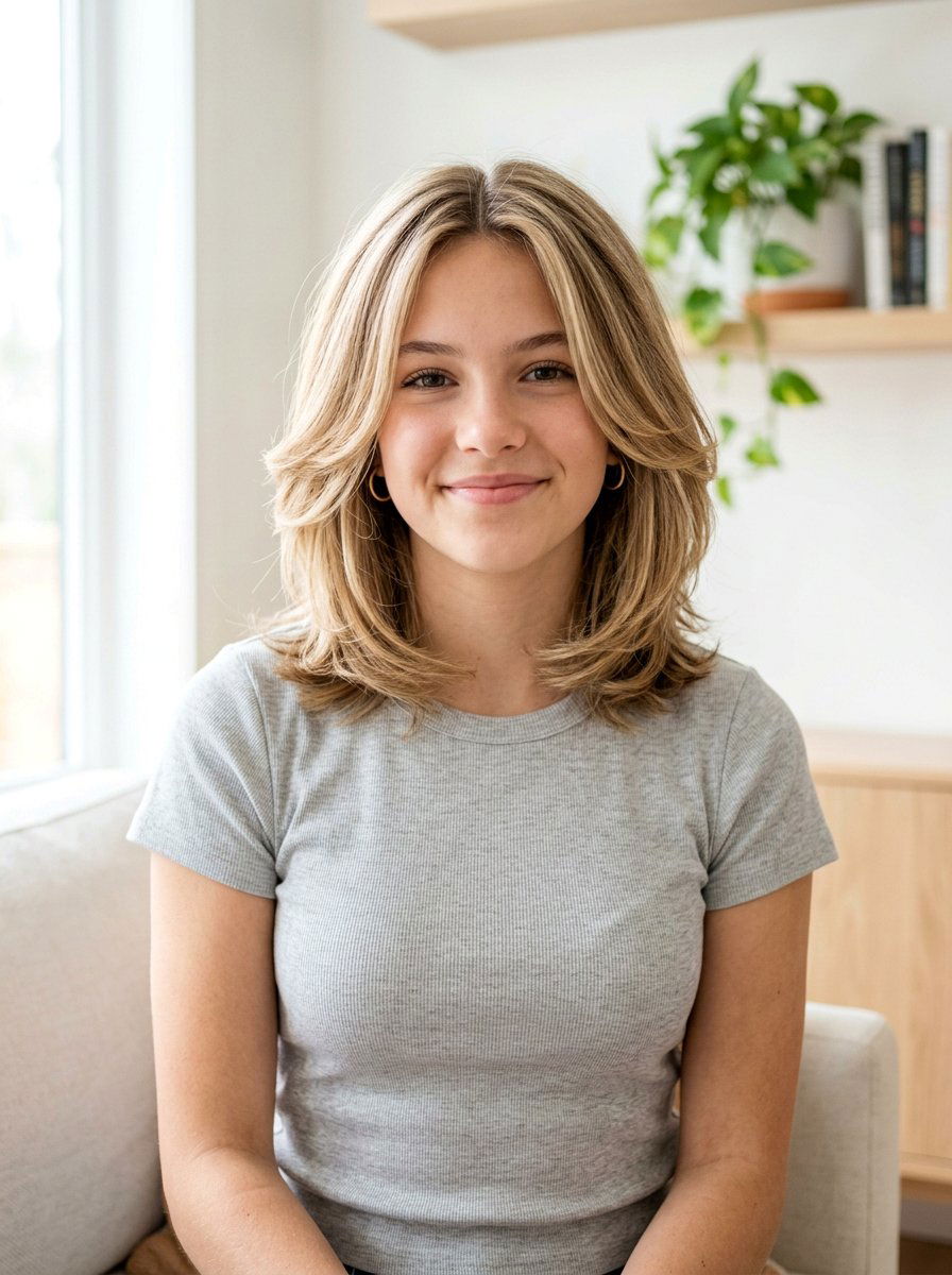 Layered Lob With Middle Part - 20 teen girls layered lob haircut - 20 teen girls layered lob haircut