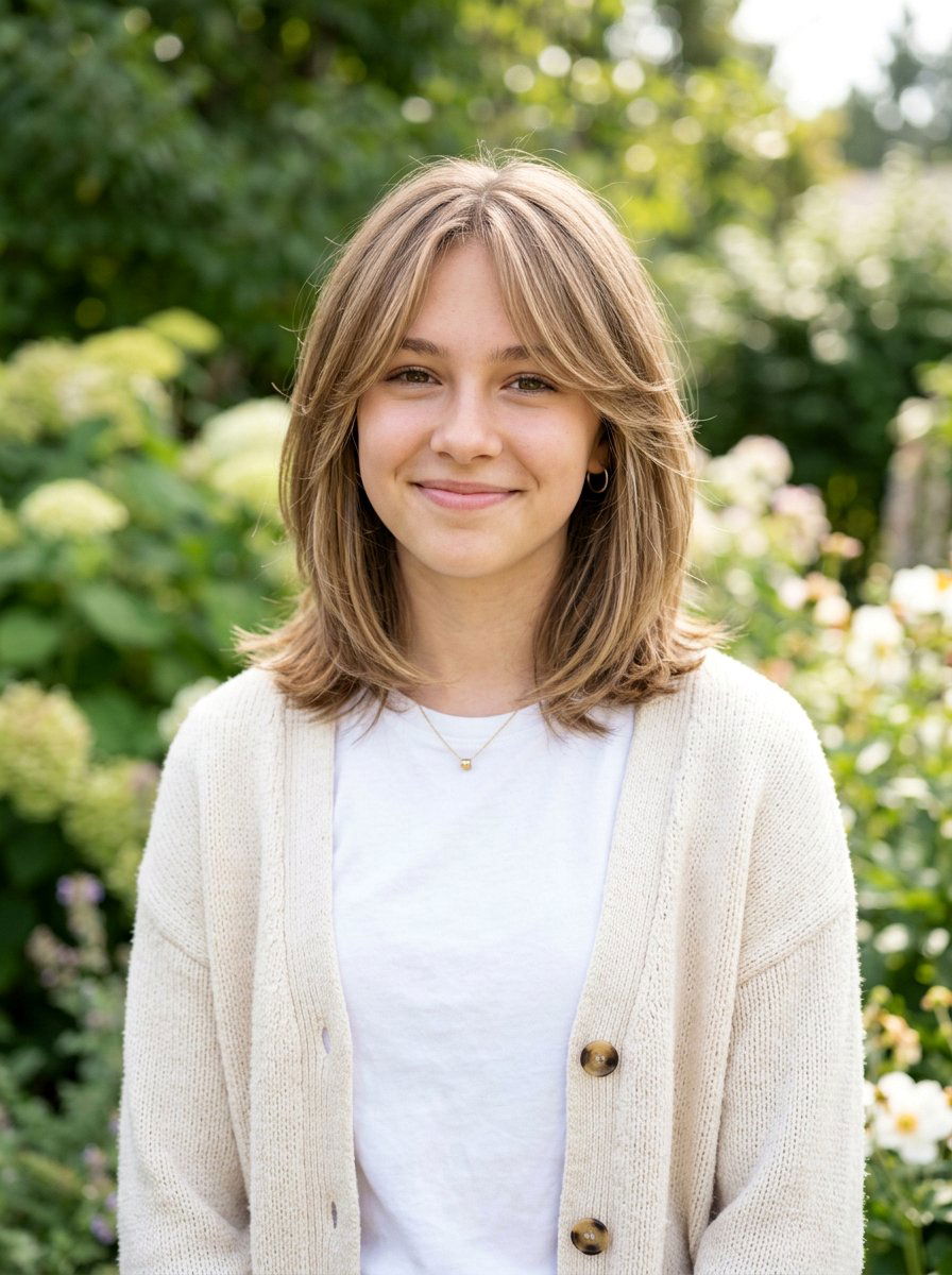 Layered Lob With Side Bangs - 20 teen girls layered lob haircut - 20 teen girls layered lob haircut