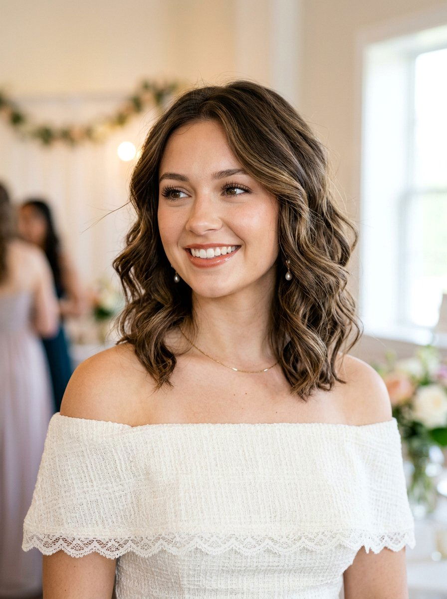 Layered Lob With Waves Prom Hairstyle - 20 viral prom hairstyle ideas - 20 viral prom hairstyle ideas