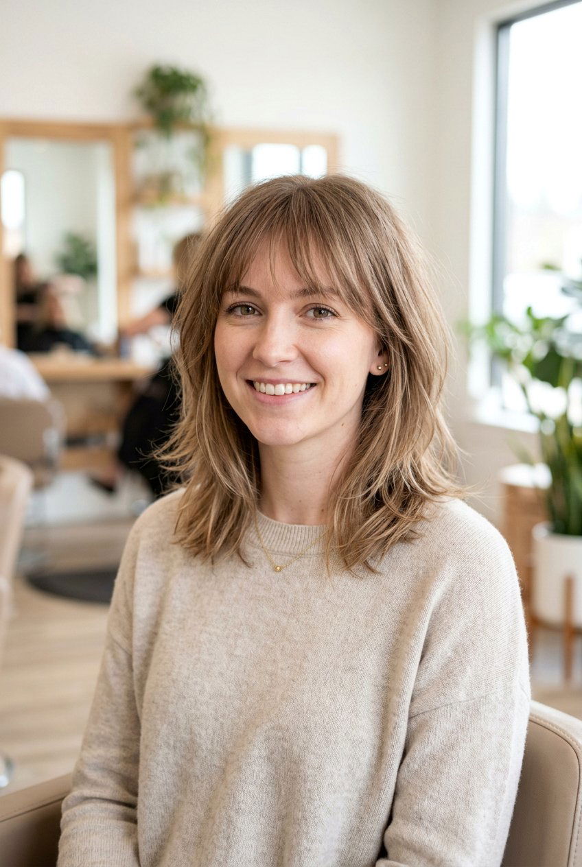 Layered Lob With Wispy Bangs - 20 layered lob for fine hair - 20 layered lob for fine hair