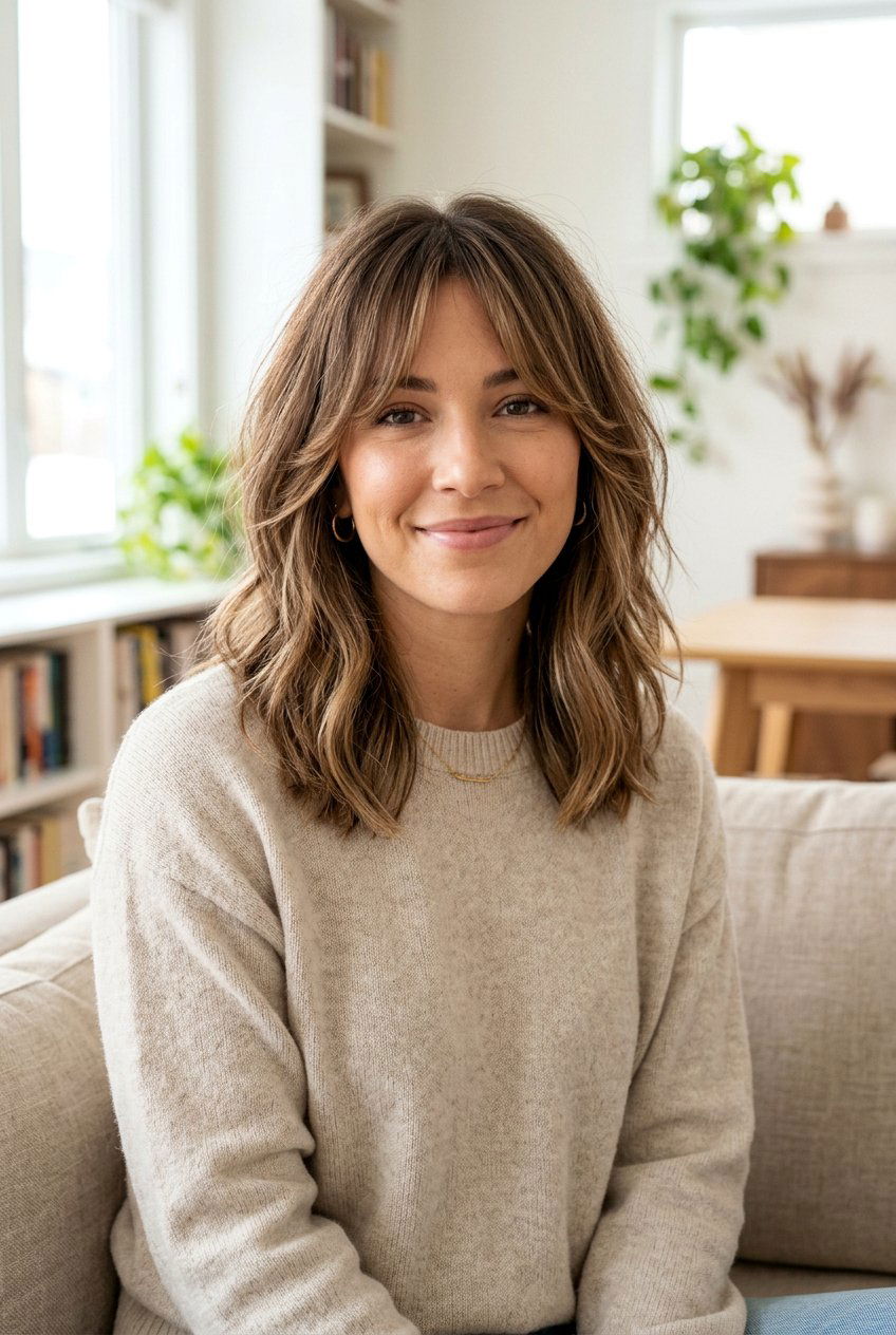 Layered Long Bob With Curtain Bangs - 20 layered long bob for women - 20 layered long bob for women