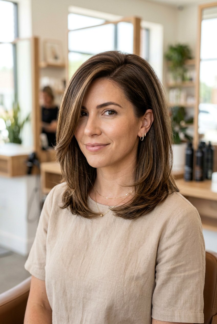Layered Long Bob With Side Part - 20 layered long bob for women - 20 layered long bob for women