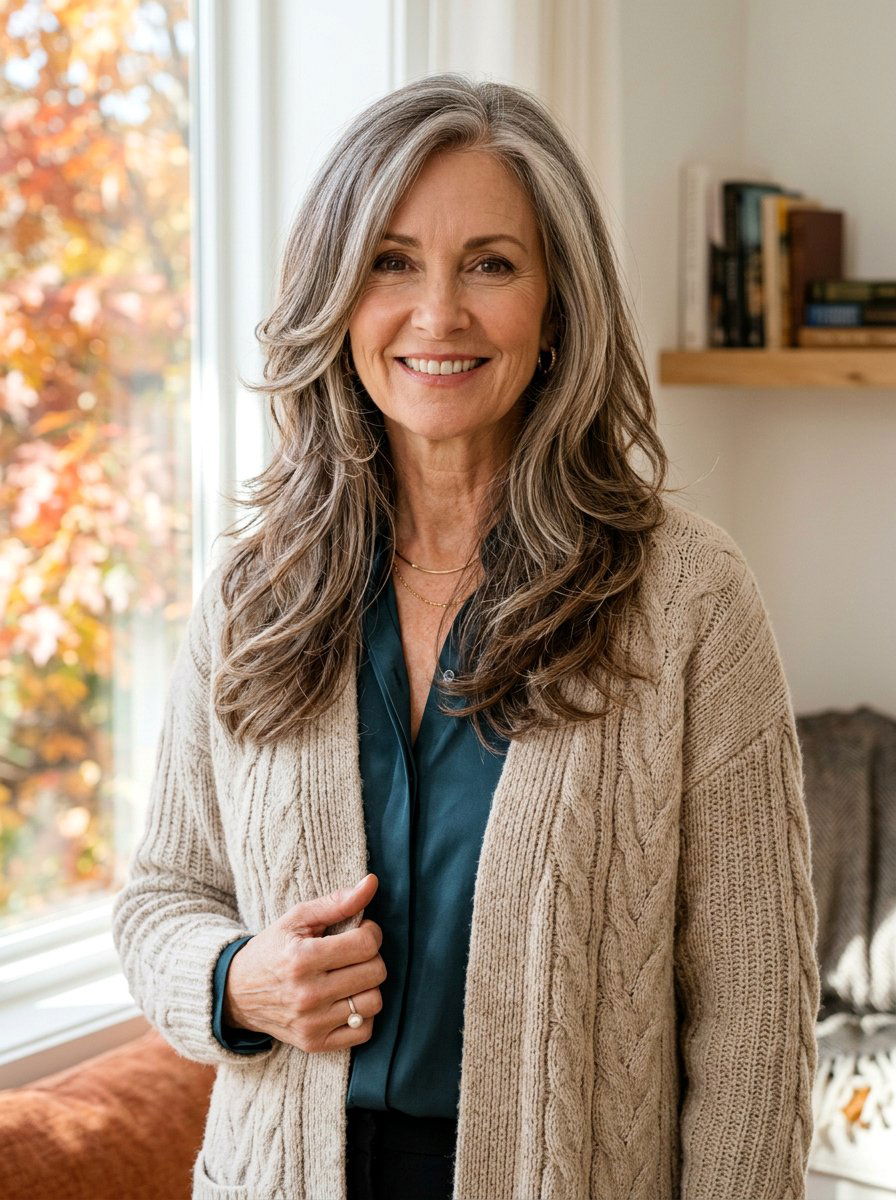Layered Long Hair - 20 easy hairstyle for mature women over 50 - 20 easy hairstyle for mature women over 50