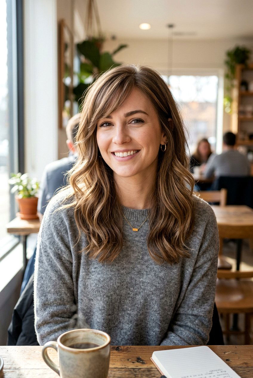 Layered Medium Cut with Side Swept Bangs - 20 salon haircut ideas for medium hair - 20 salon haircut ideas for medium hair