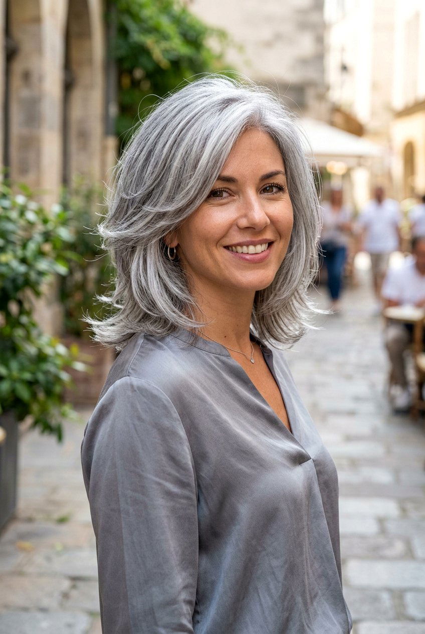 Layered Metallic Silver Bob - 20 metallic silver bob hair color - 20 metallic silver bob hair color