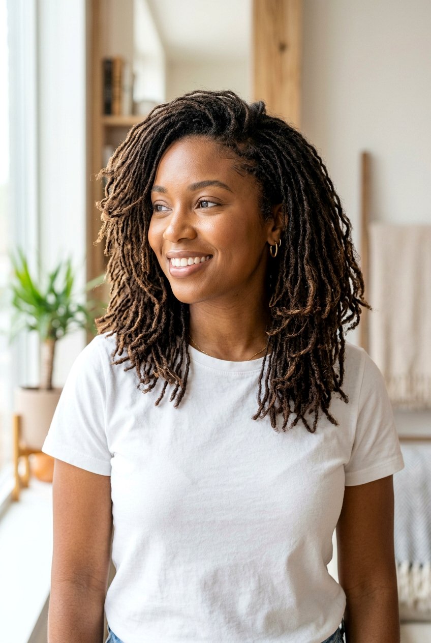 Layered Microlocs - 20 microlocs hairstyle ideas