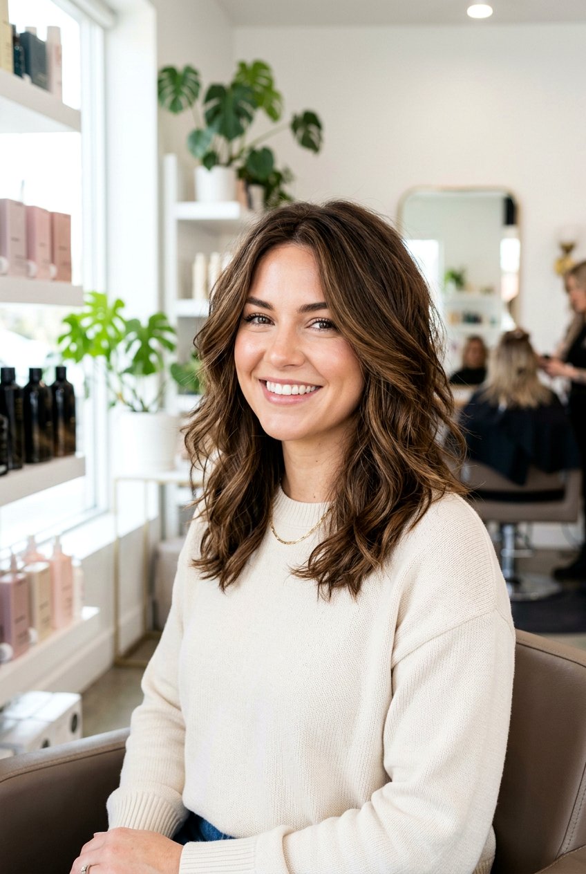 Layered Midi Cut - 20 haircuts for round faces - 20 haircuts for round faces