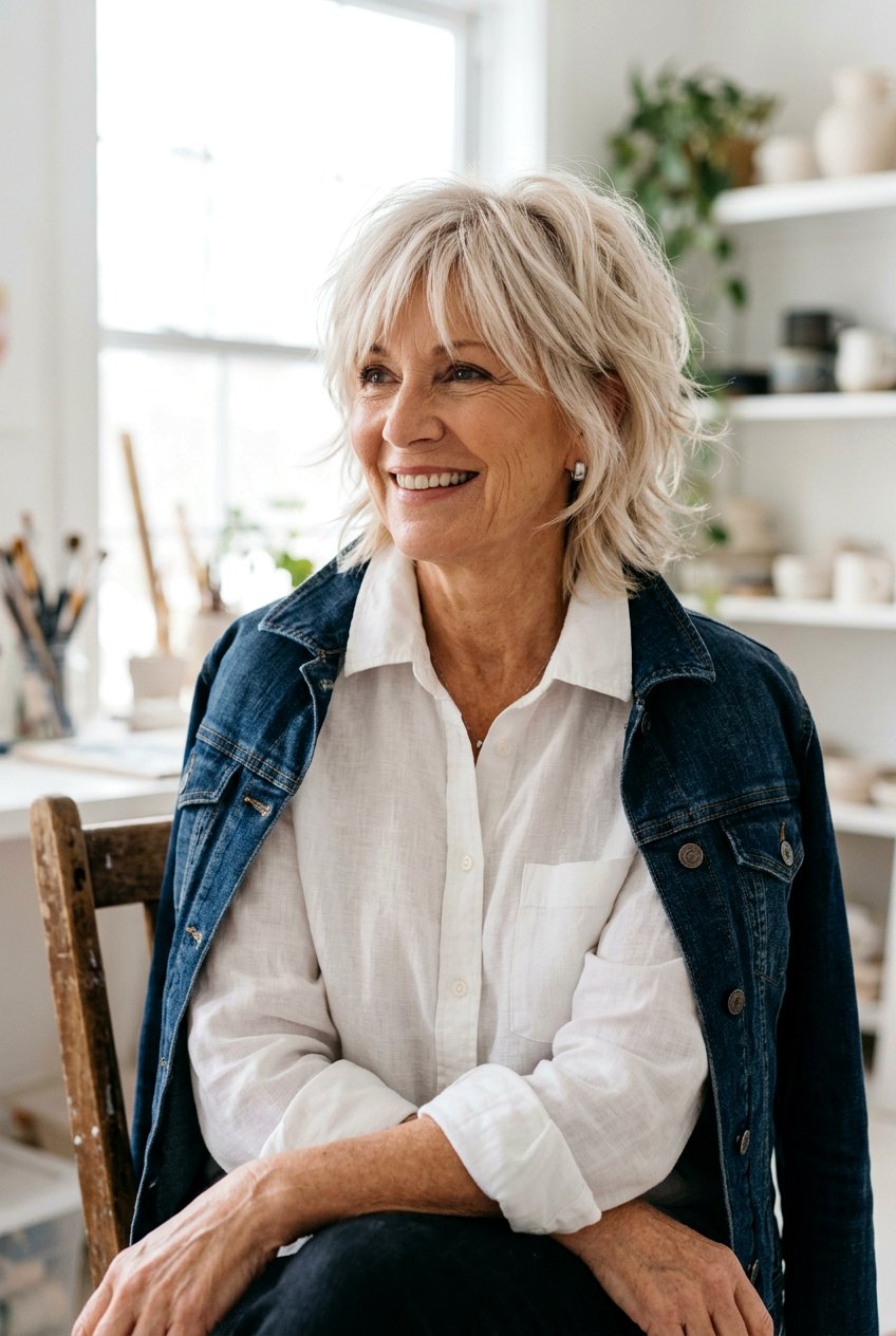 Layered Pearl Blonde Shag - 20 pearl blonde for women over 60 - 20 pearl blonde for women over 60