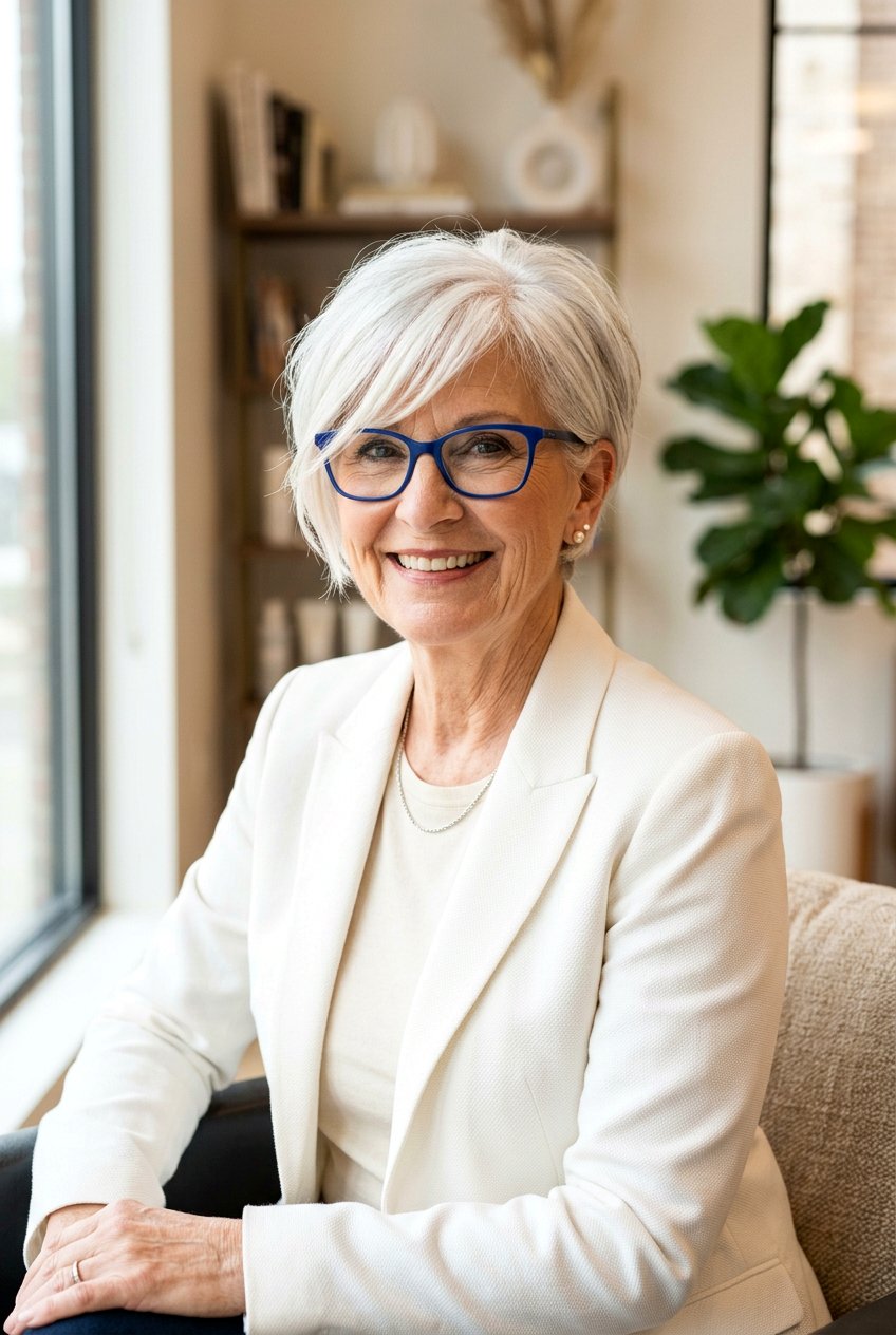 Layered Pixie With Long Bangs - 20 layered haircut for women over 70 with glasses - 20 layered haircut for women over 70 with glasses