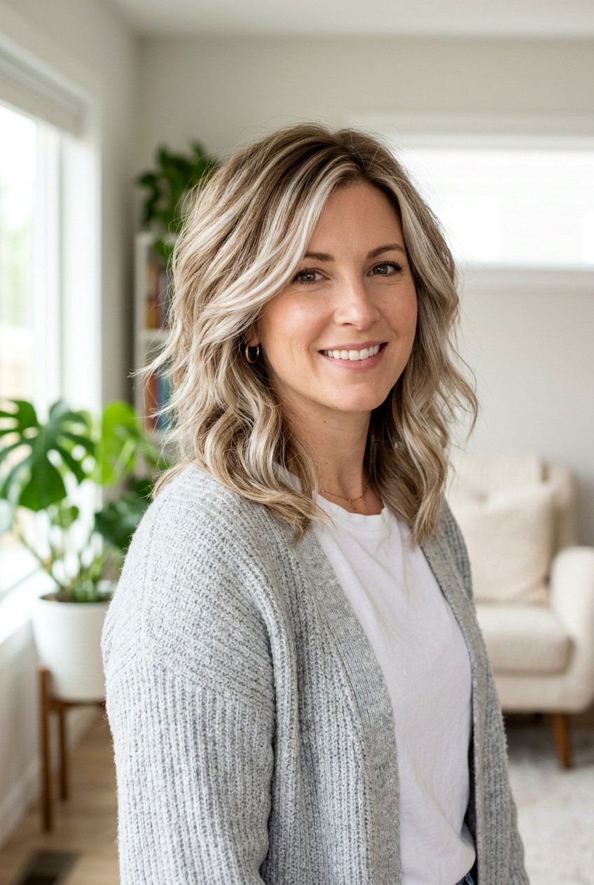 Layered Platinum Mid Length Hair - 20 rooted platinum blonde for women over 50 - 20 rooted platinum blonde for women over 50