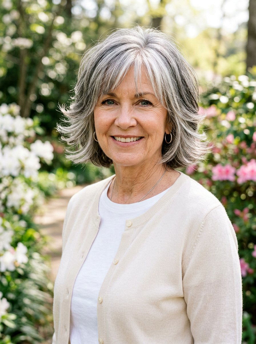 Layered Salt And Pepper Bob - 20 salt and pepper bob for older women - 20 salt and pepper bob for older women