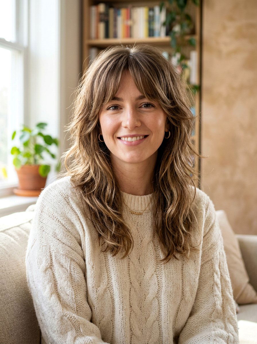 Layered Shag With Curtain Bangs - 20 older women shag haircut ideas - 20 older women shag haircut ideas