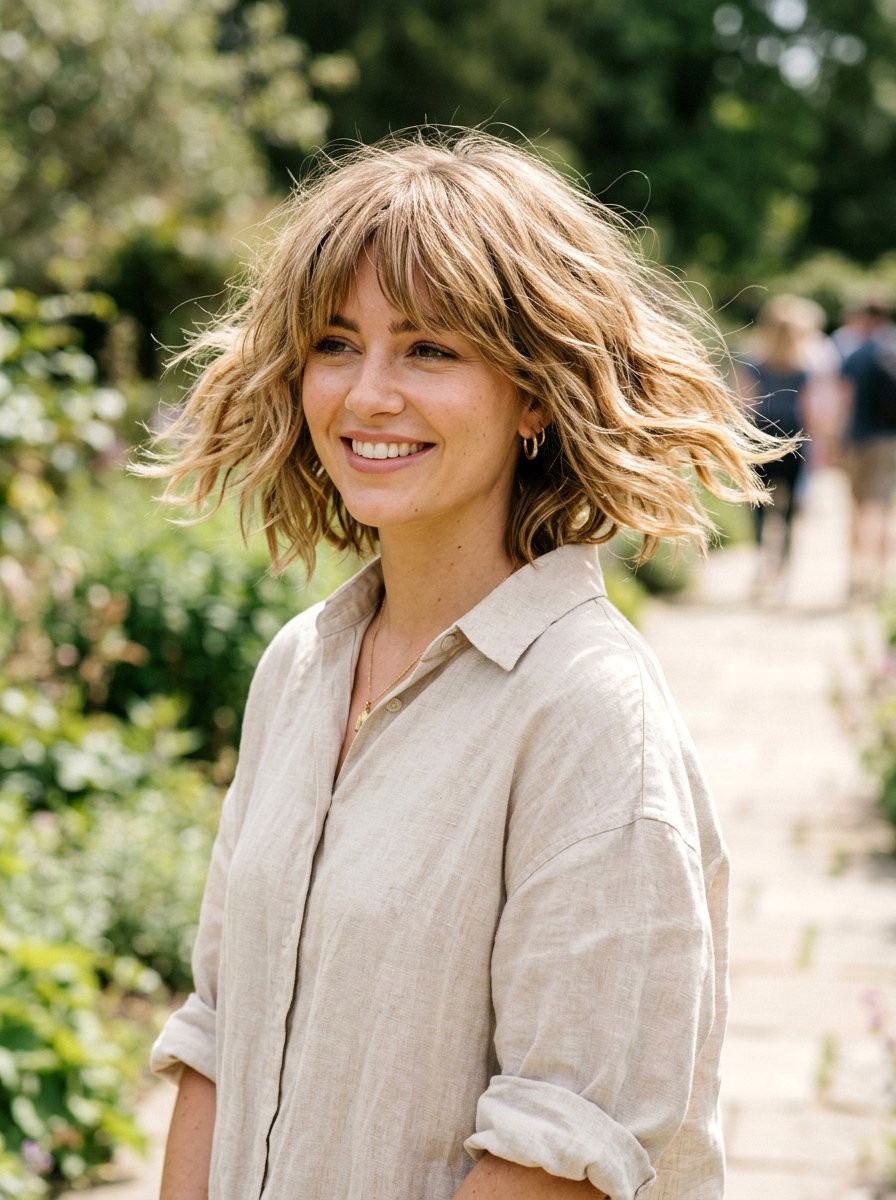 Layered Shaggy Bob Haircut - 20 flattering haircut for diamond face women - 20 flattering haircut for diamond face women