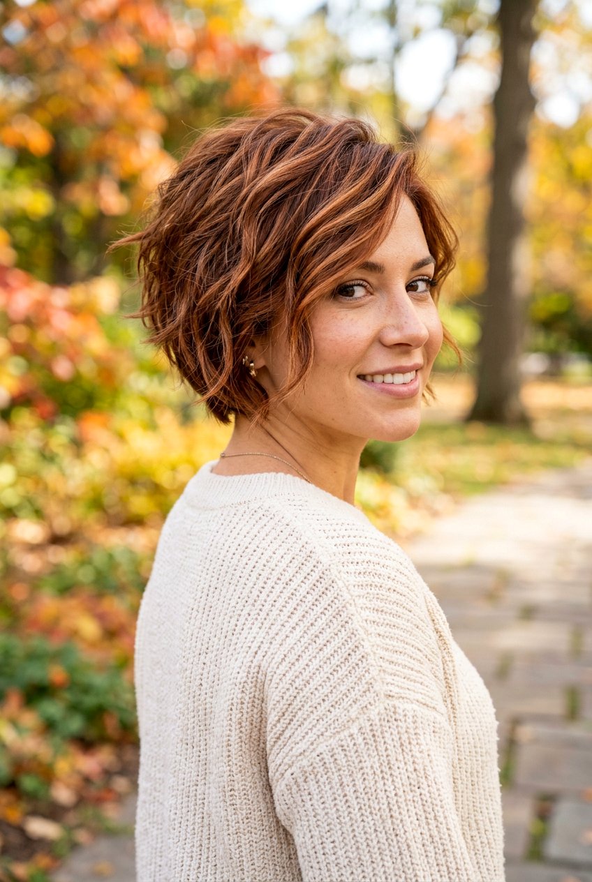 Layered Short Auburn Balayage Hair - 20 auburn balayage for short hair - 20 auburn balayage for short hair