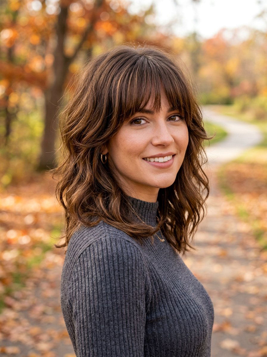 Layered Shoulder Length Fringe Haircut - 20 layered shoulder length haircut with texture - 20 layered shoulder length haircut with texture