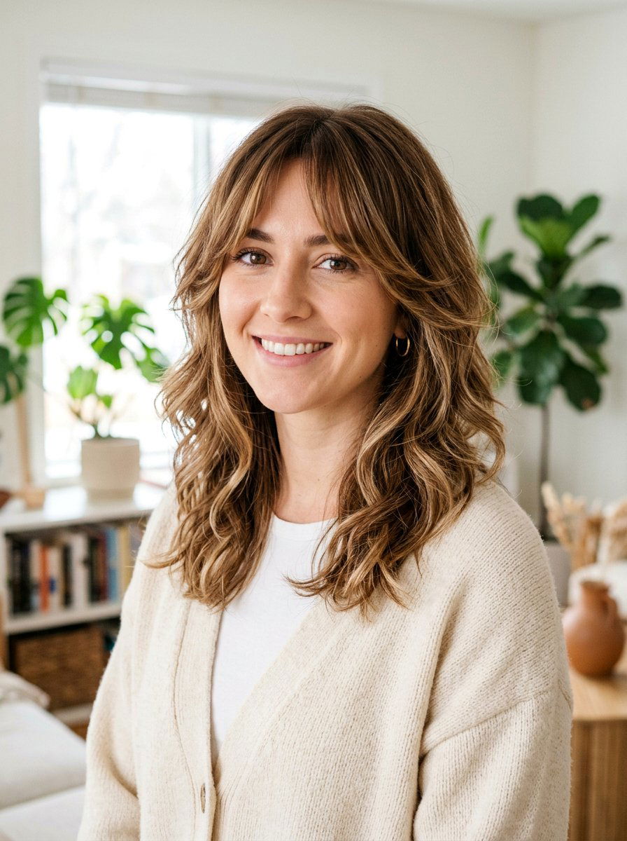 Layered Shoulder Length Hair With Curtain Bangs - 20 glossy layered shoulder length haircut - 20 glossy layered shoulder length haircut