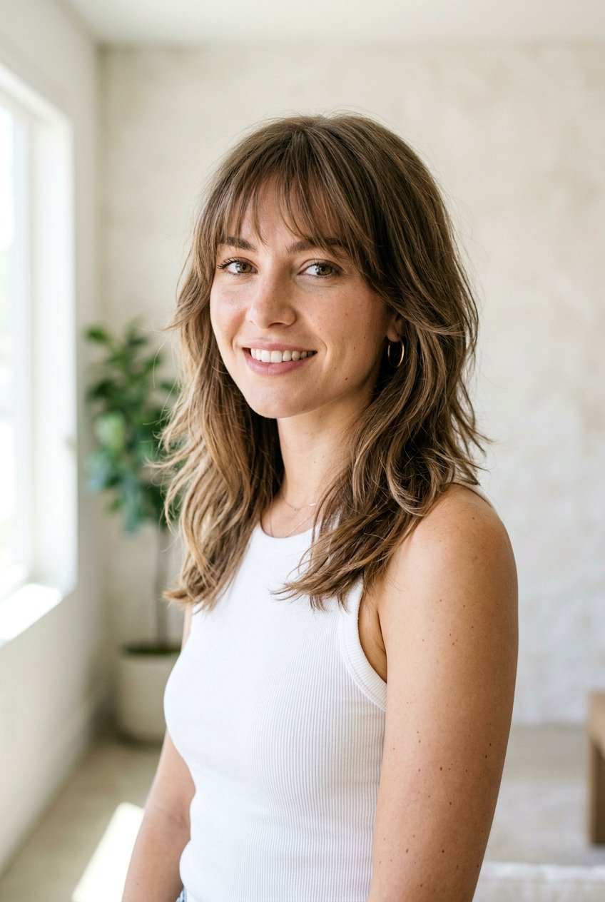 20 Gorgeous Wispy Fringe With Shoulder Length Hair Looks