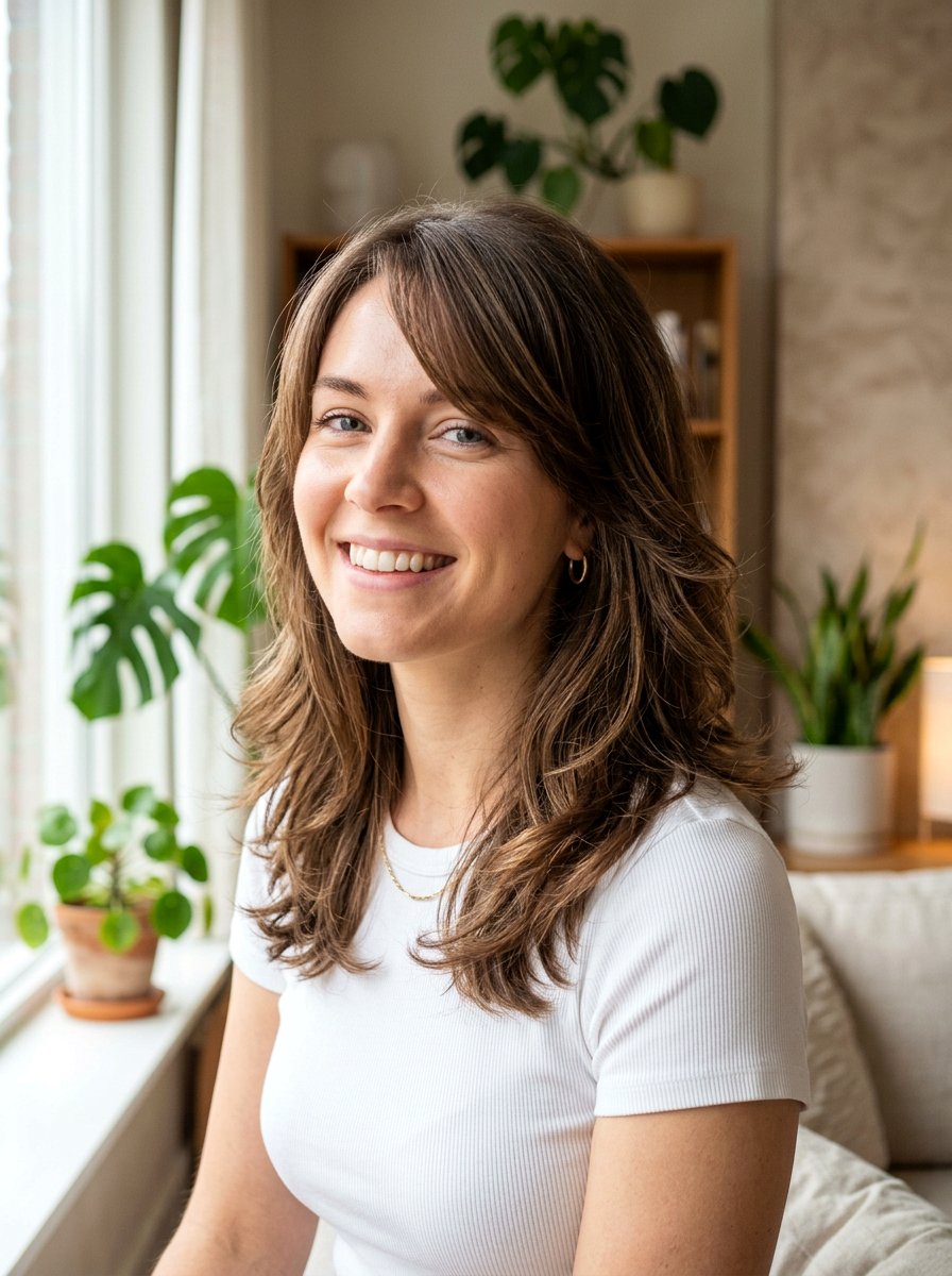 Layered Shoulder Length Haircut With Side Bangs - 20 shoulder length haircut with side bangs - 20 shoulder length haircut with side bangs