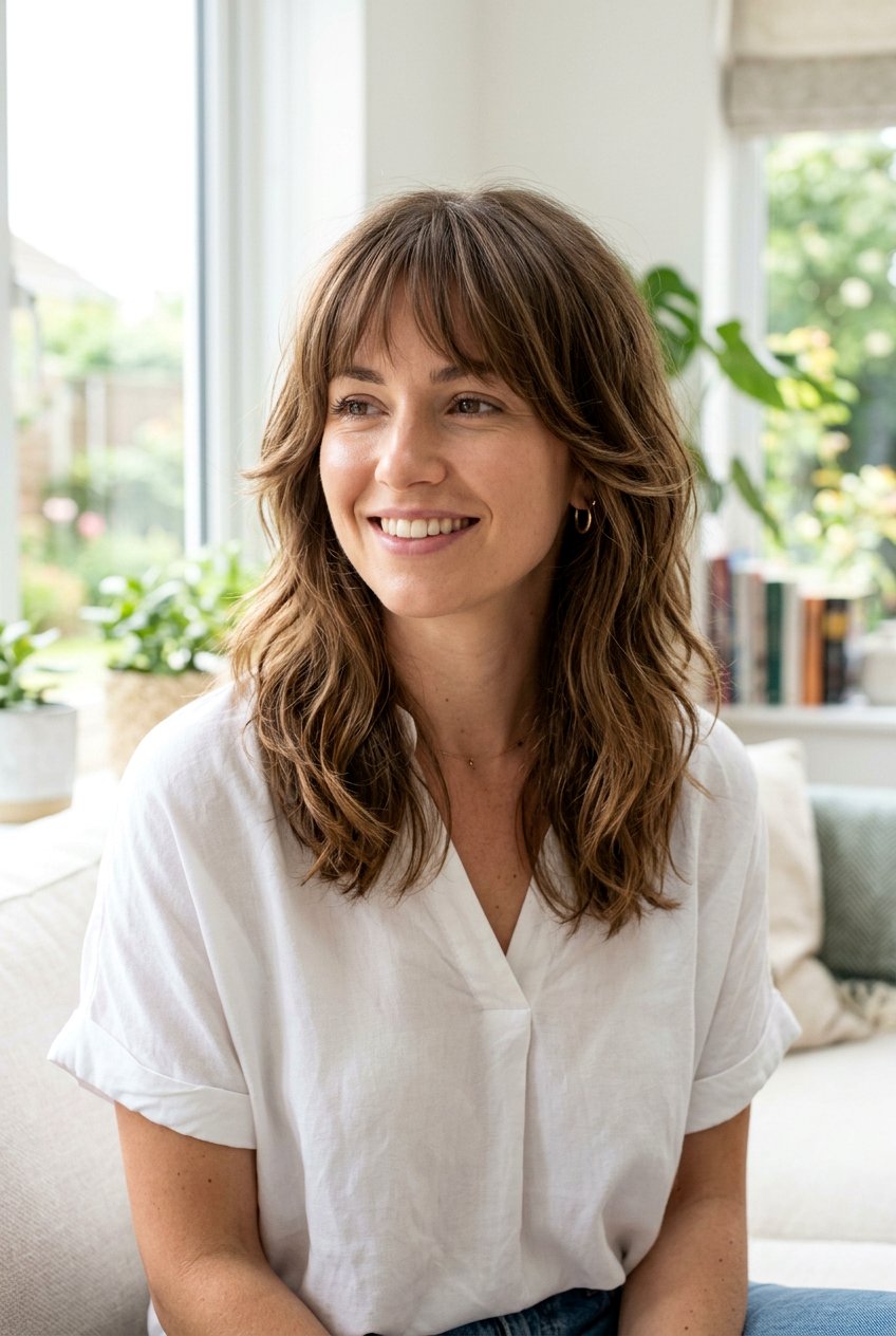 Layered Shoulder Length Haircut With Wispy Bangs - 20 shoulder length haircut with wispy bangs - 20 shoulder length haircut with wispy bangs