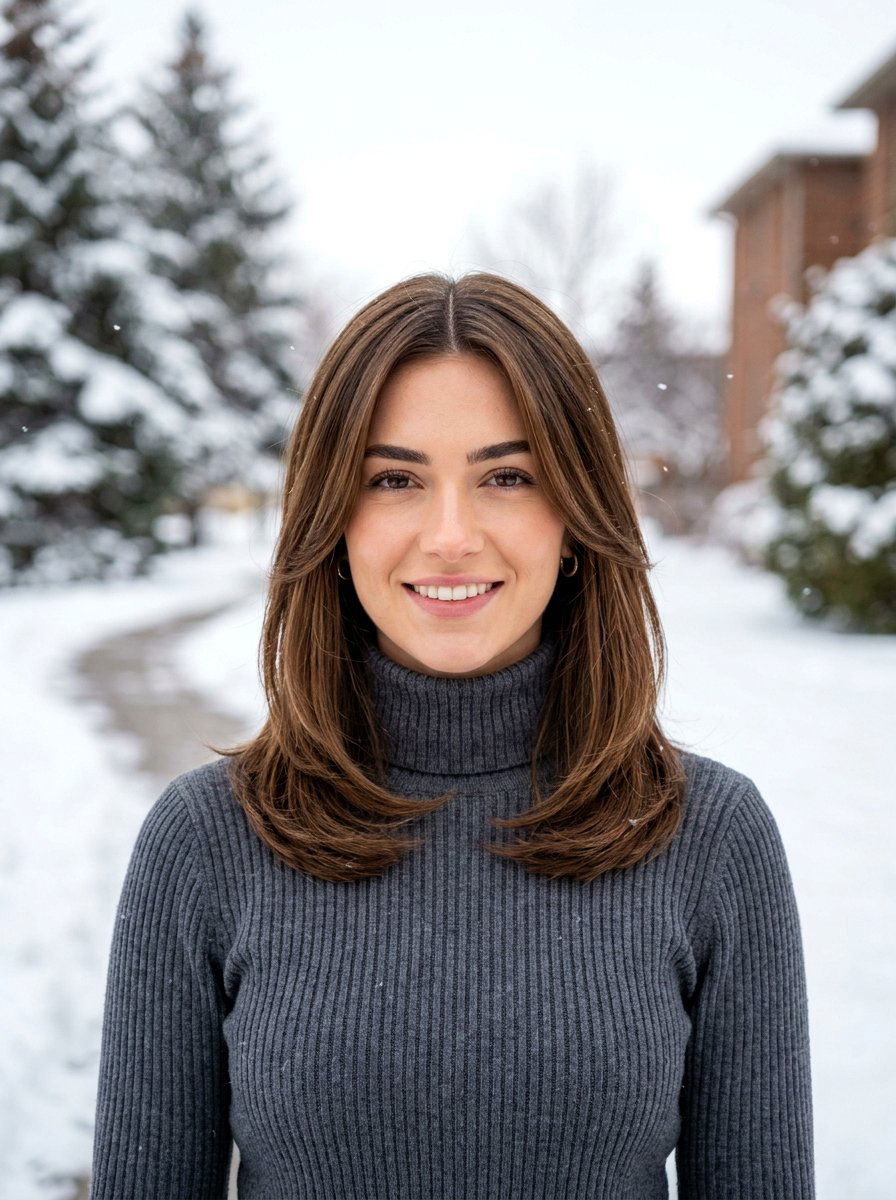 Layered Shoulder Length With Middle Part - 20 polished layers for shoulder length hair - 20 polished layers for shoulder length hair