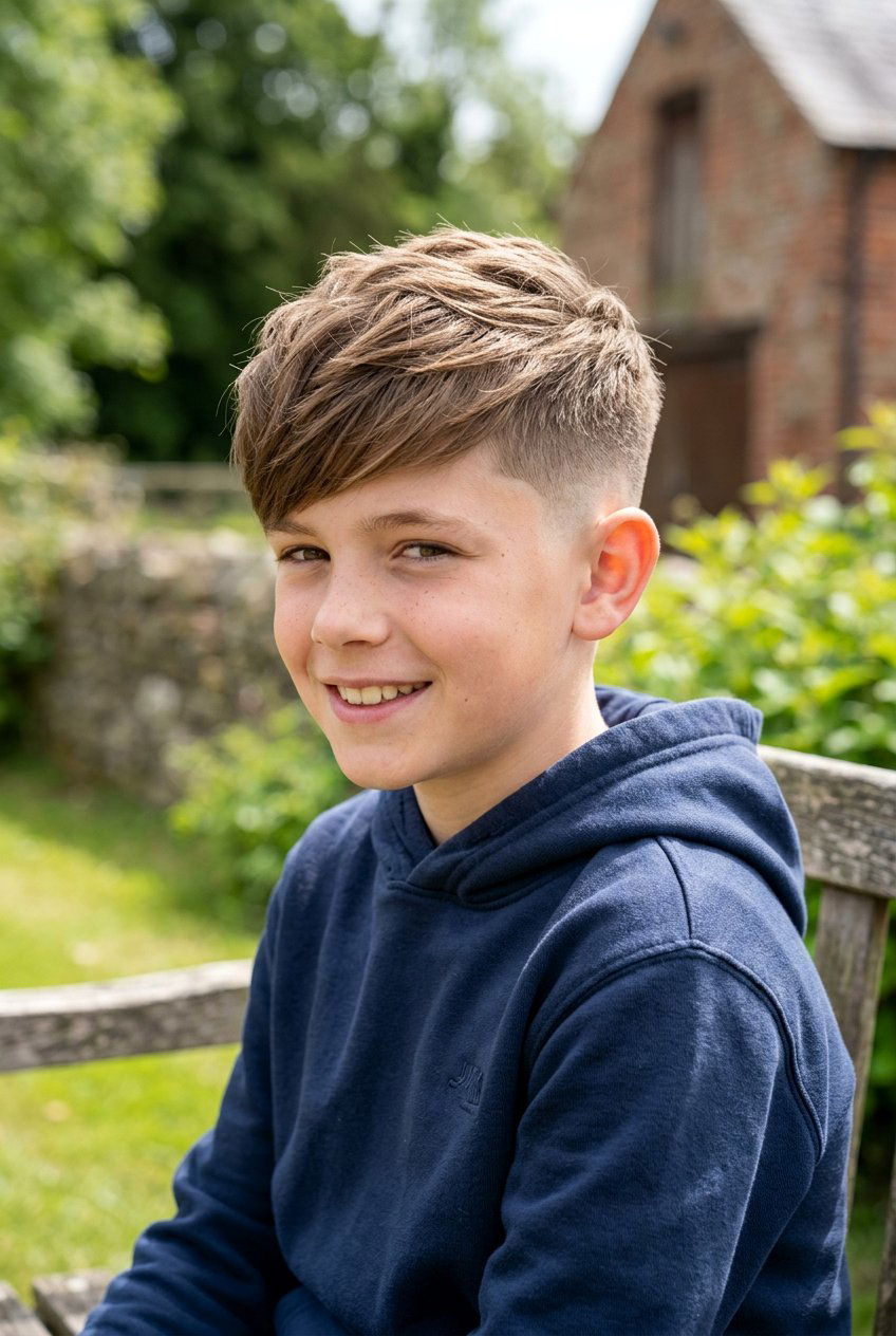 Layered Side Swept Fringe With Fade - 20 boys haircut with side swept fringe - 20 boys haircut with side swept fringe