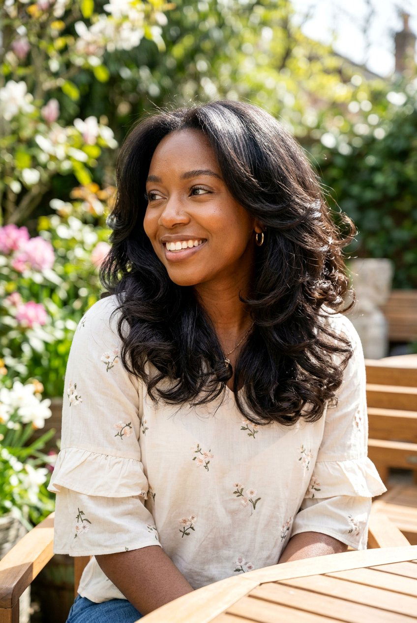 Layered Silk Press - 20 black women silk press hairstyle ideas - 20 black women silk press hairstyle ideas