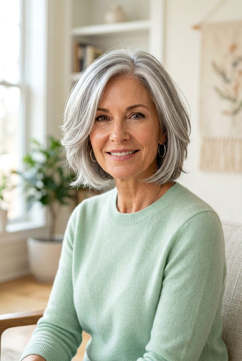 Layered Silver Bob - 20 low maintenance gray bob haircut - 20 low maintenance gray bob haircut