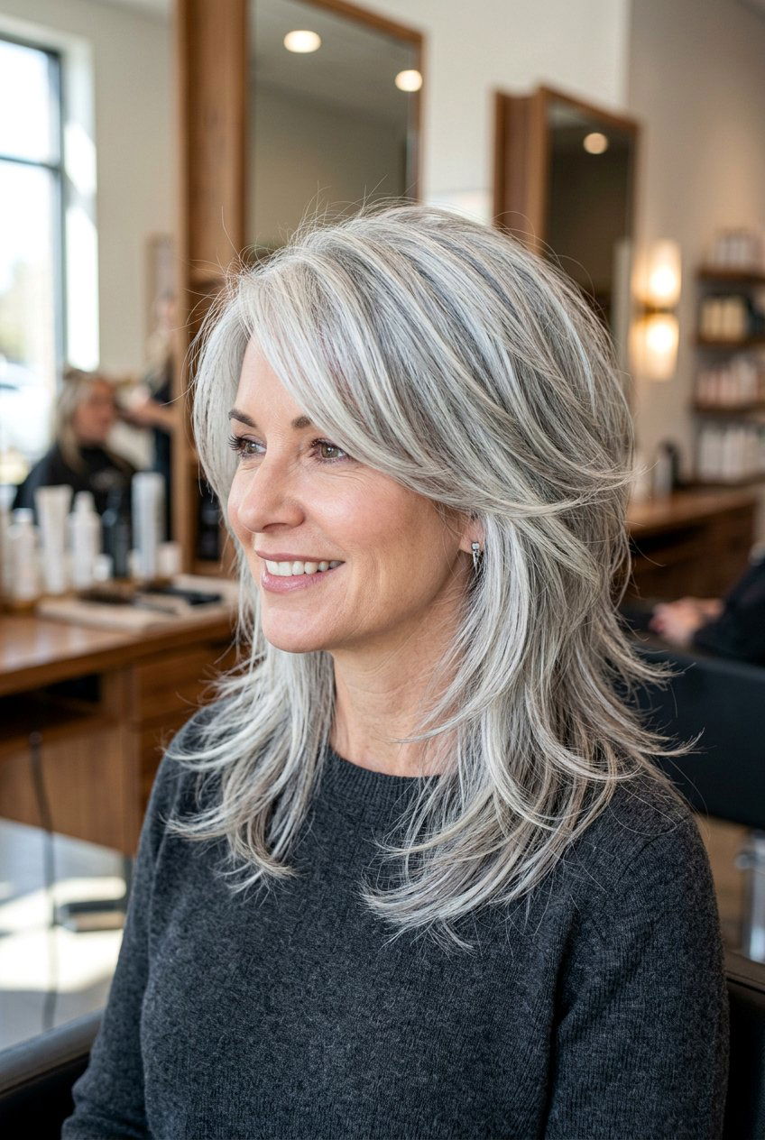 Layered Silver Hair - 20 hairstyles for gray hair - 20 hairstyles for gray hair