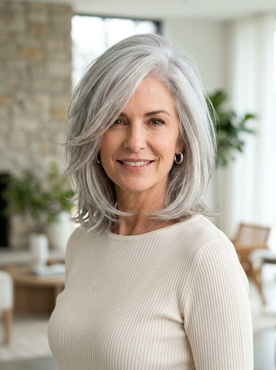Layered Silver Lob Haircut - 20 silver lob haircut for women - 20 silver lob haircut for women