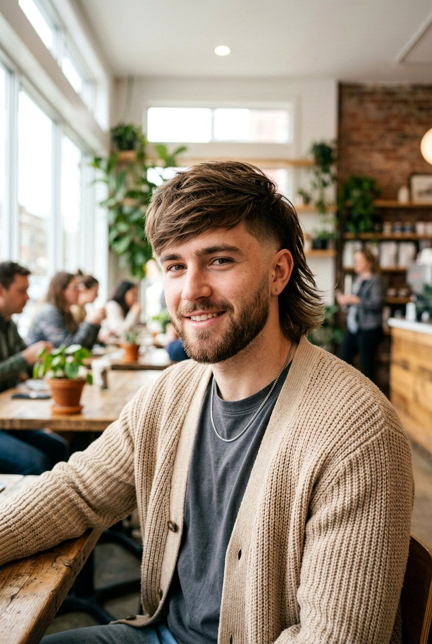 Layered Straight Hair Burst Fade Mullet - 20 burst fade mullet for men with straight hair - 20 burst fade mullet for men with straight hair