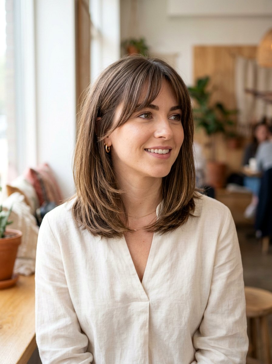 Layered Straight Lob With Curtain Bangs - 20 straight lob with curtain bangs - 20 straight lob with curtain bangs