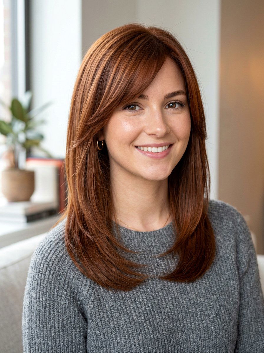 Layered Straight Shoulder Length Haircut With Side Bangs - 20 layered straight shoulder length haircut - 20 layered straight shoulder length haircut