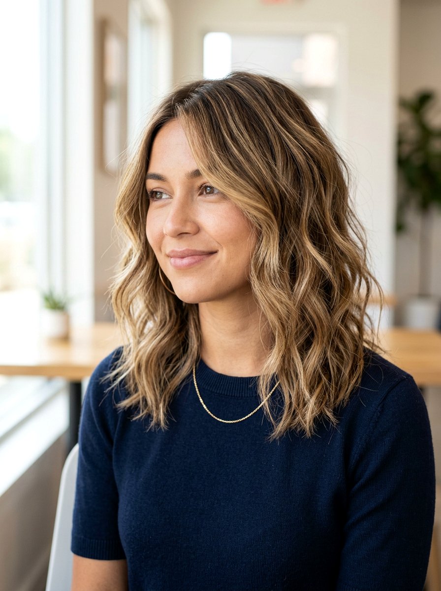 Layered Textured Wavy Lob Haircut - 20 textured wavy bob with layers - 20 textured wavy bob with layers
