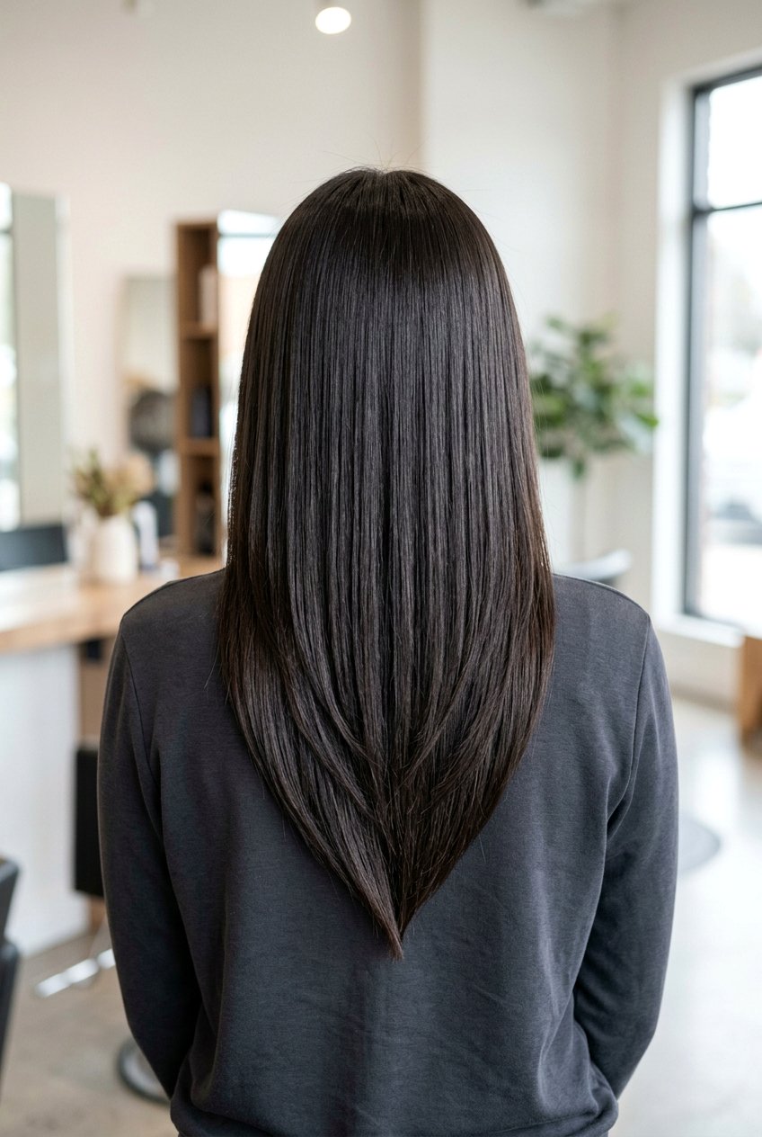 Layered V Cut - 20 pin straight hairstyles - 20 pin straight hairstyles